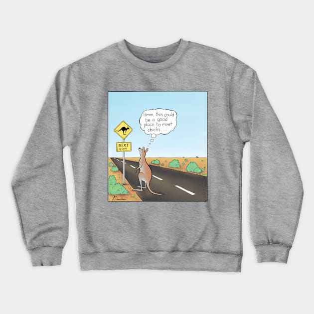 Kangaroo wants to meet females Crewneck Sweatshirt by JedDunstan